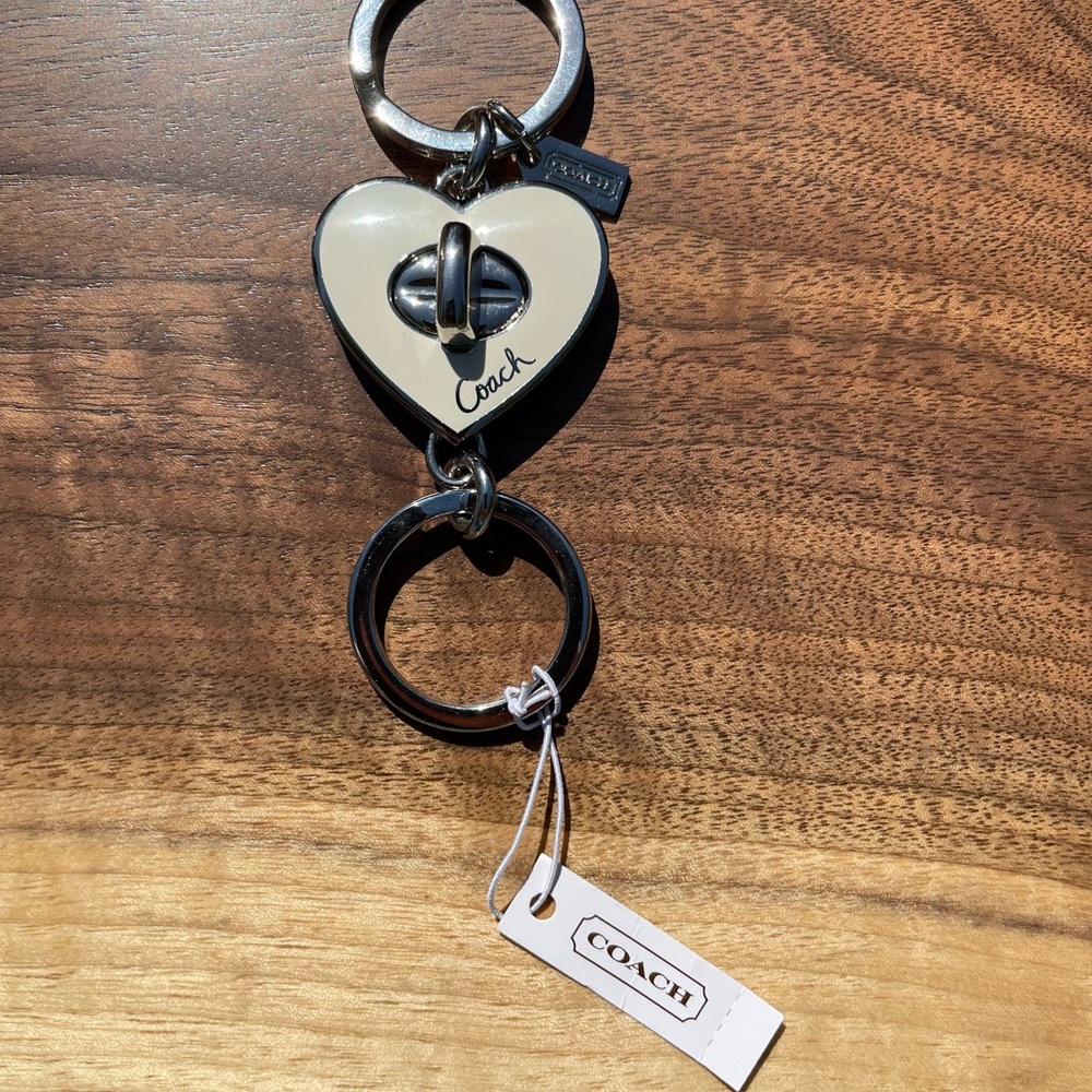 Coach Keychain Heart with Turn Lock